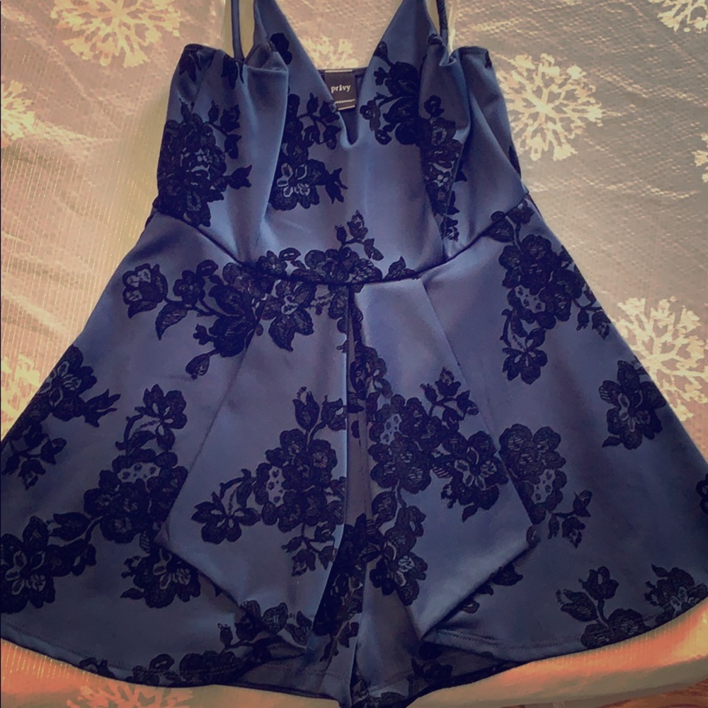 Navy blue mini romper type skirt/shorts